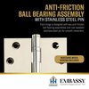 Embassy 3-1/2 x 3-1/2 Solid Brass Hinge, Polished Nickel Finish with Ball Tips 3535BBUS14B-1